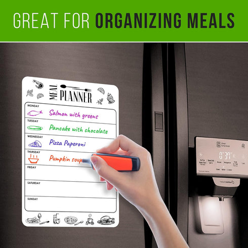 Magnetic Meal Planner for Fridge, 8.5x12 in Dry Erase Weekly Menu Board for Kitchen