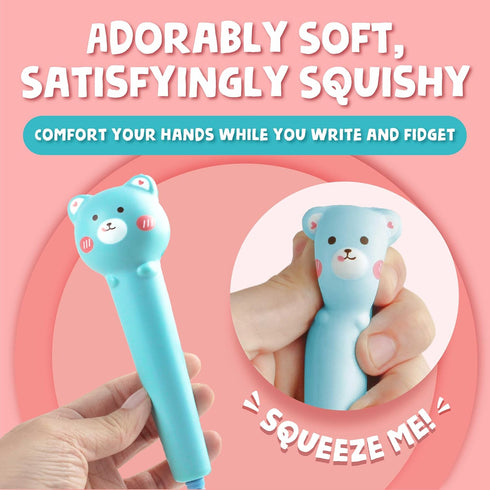 BUNMO Cute Pens - Squishy Fun Pens with Soft Grip & 6 Colorful Refills - Gifts for Tweens (3 Pack)