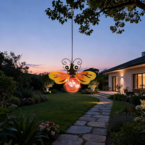 MAXTHOT Bee Garden Decor with Bouncy Springs Pendant Lights Birthday Gifts for Women Mom Grandma,Hanging Solar Lights