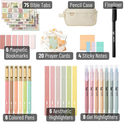 Mr. Pen Bible Journaling Kit, No Bleed Highlighters and Pens, Bible Study Tools, Gift Kit with Pencil Case