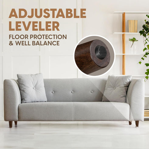 Yes4All 4 Inches Set 4 Round Wood Furniture Legs of - Wooden Replacement Feet for Couch, Bed, Bench - Adjustable Sofa