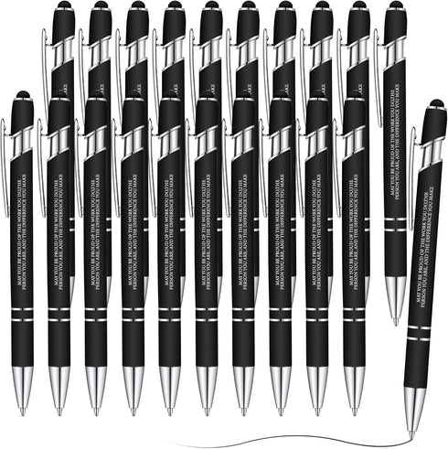 Teling 20 Pcs Inspirational Quote Pens, Motivational Ballpoint Pen with Soft Stylus Tip for Coworkers (Black)