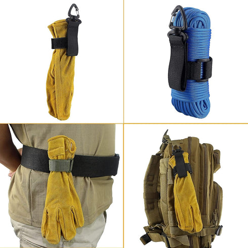 2Pcs Glove Holder for Duty Belt, Glove Clips for Work, Tactical Gloves Strap Keeper, Climbing Rope Storage Buckle