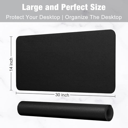 Hsurbtra Desk Pad - 30" x 14" PU Leather Mat, XL Extended Mouse Pad, Waterproof Non-Slip for Office Home, Black