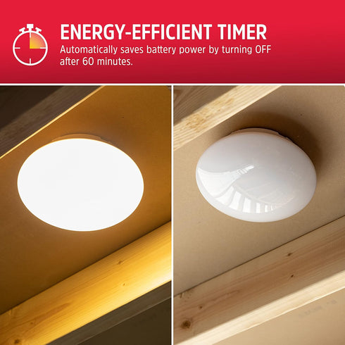 300 Closets, 58823-T1 Energizer LED Ceiling Light Fixture, Battery Operated, Wireless Wall Switch Remote, Lumens