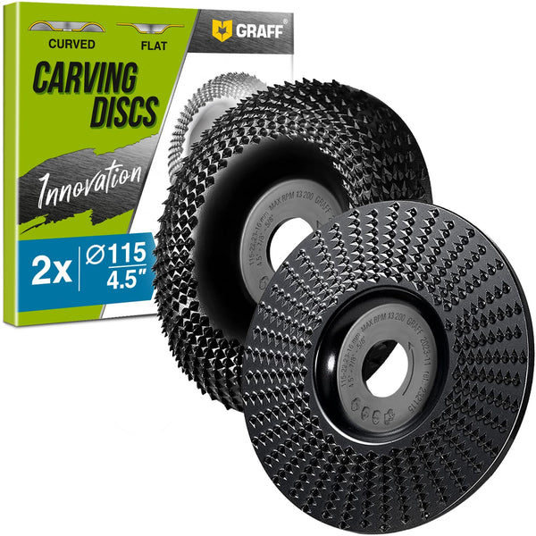 GRAFF Premium Wood Carving Disc 4 1/2 Inch for Angle Grinder, Shaping and Grinding Wheel for Woodworking