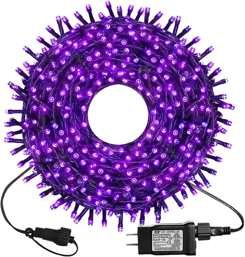 kemooie 300 LED Purple Christmas Lights, 99FT Connectable 8 Lighting Modes Plug