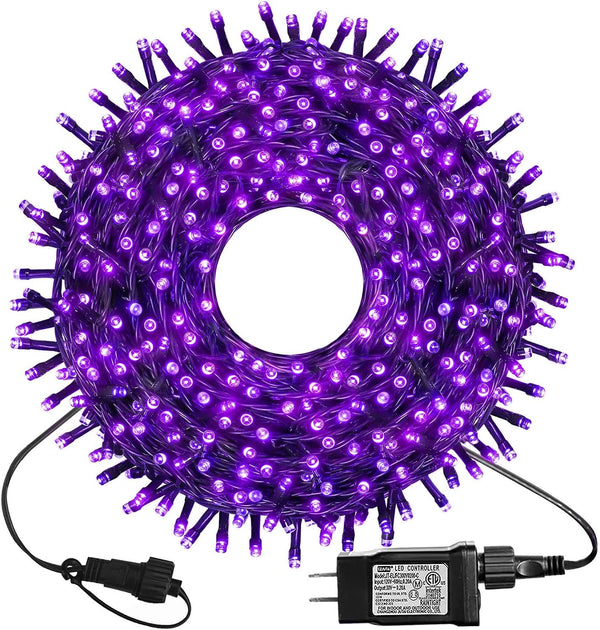 kemooie 300 LED Purple Christmas Lights, 99FT Connectable 8 Lighting Modes Plug