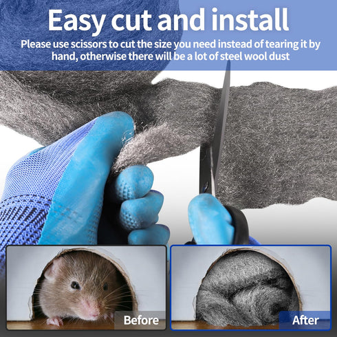 Steel Wool for Mice Control, 4 Pack of 3.1"x13 Ft, Gap Filler for House & Garage, Keep Mice Away