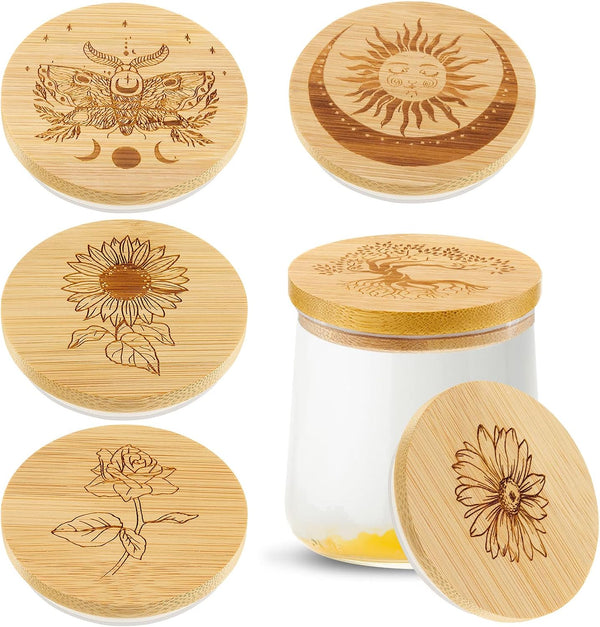 Tessco for you 6 Packs Yogurt Jar Lids Set Bamboo Wood for