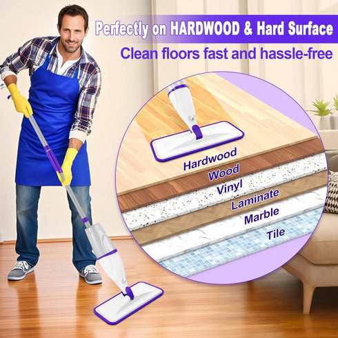 5 Spray Mops for Hardwood Floor Cleaning: EXEGO Wet Mops with Microfiber Refillable Pads for Swiffer Powermop - Floor