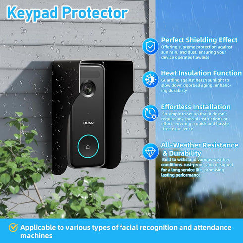Doorbell Rain Cover for Ring Doorbell, Waterproof Anti-Glare Cover, Outdoor Keypad Protector