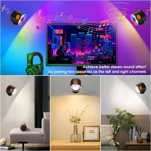 3000mAh Dimmable LED Wall Mounted Light, Battery Operated Wall Sconces with Bluetooth Speaker Rechargeable Wall Lights