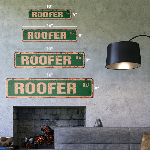 Roofer Vintage Plastic Street Sign - Roofing Company Shingles Repair, Indoor/Outdoor, 30" Wide