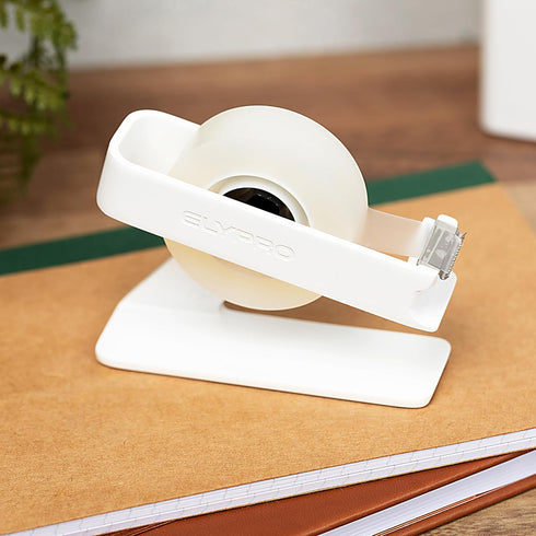 ELYPRO Modern Tape Dispenser for Office Desk, Heavy Metal, Space-Saving, Bonus Tape Roll Included