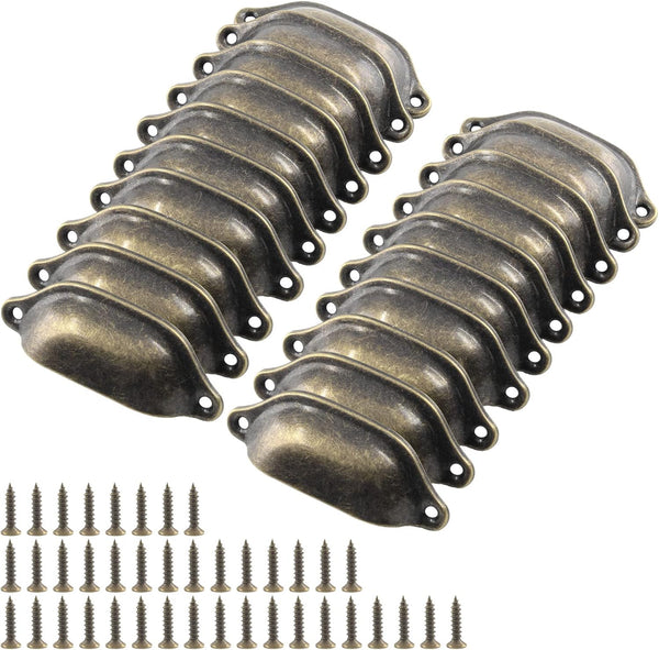 20 Pcs Antique Bronze Drawer Knobs, Vintage Decorative Pulls for Furniture, Wardrobe, Closet (96 x 32mm)