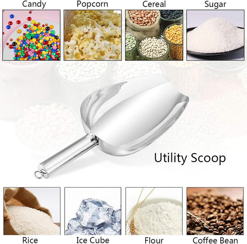 P&P CHEF Food Ice Scoop, 24oz Stainless Steel Utility Scooper for Wedding Party Bar Kitchen