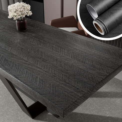YENHOME 200"x17.7" Black Wood Contact Paper, Waterproof Peel and Stick Wallpaper for Countertops