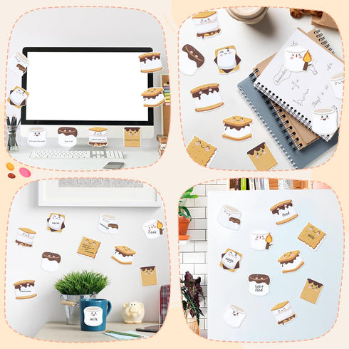 CJiangpo 30Pcs Marshmallow Sticky Notes, Cute Cartoon Notepad, 600 Sheets for Classroom Rewards Party Favors
