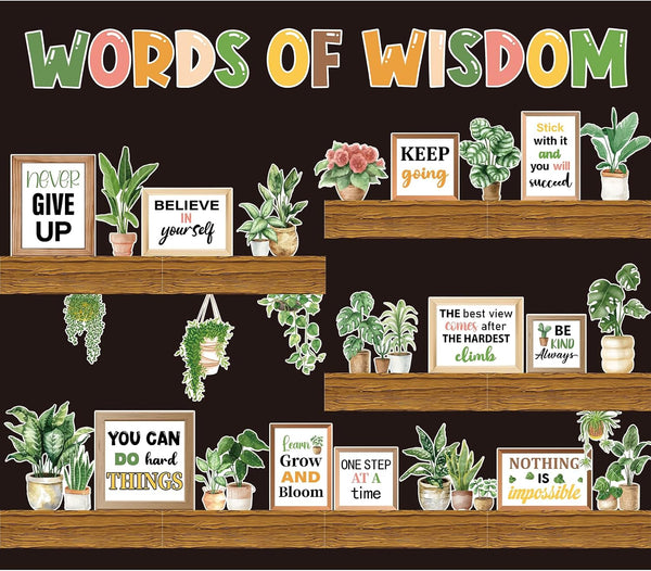 YUUIKLLE Plant Bookshelf Bulletin Board Set Motivational Flower Reading Bulletin Board Back to