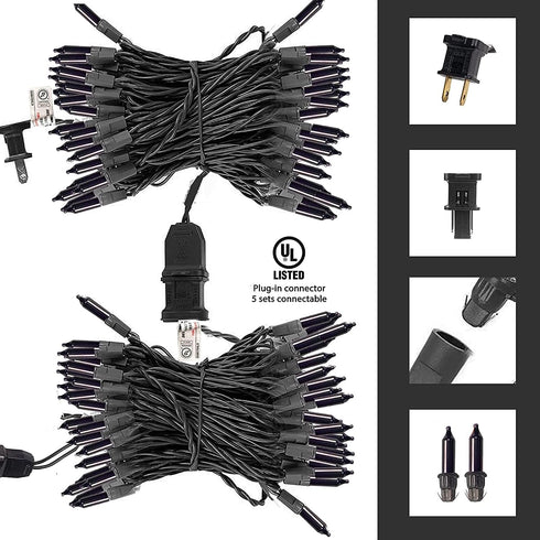 2 Pack 20FT 100 Count TW SHINE Purple Halloween Lights, Incandescent Halloween Mini String Lights, Waterproof Halloween