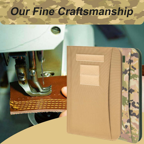 Military Zippered Padfolio and Tactical Notebook Cover with Legal Pad, Large OCP Binder Planner for Men and Women,