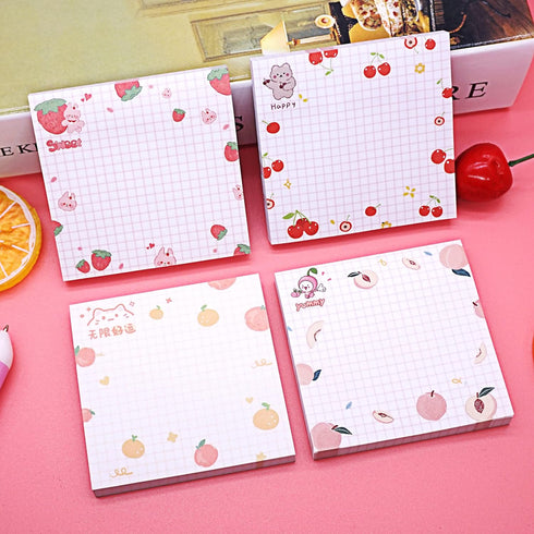 Sticky Notes, Cute Kawaii Sticky Notes 3.1x3.1in, 4 Pads, 80 Sheets/Pad, Self-Stick Note Pads, 4 Unique Patterns