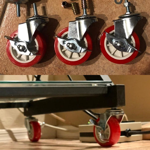 Heavy Duty Caster Wheels, Threaded Stem Casters, No Noise Swivel Locking Castor Wheels for Furniture