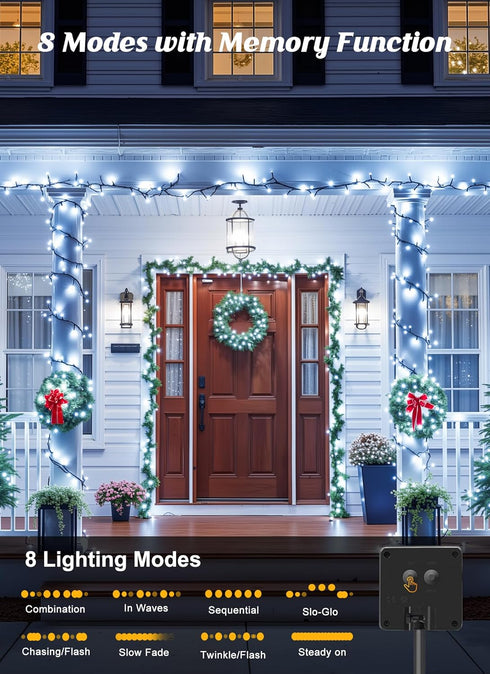 2 Pack 80FT 200 8 Brightown Solar String Lights Outdoor, Total LED Solar Powered String Lights Waterproof with Modes