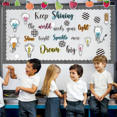 Simply Stylish Motivational Bulletin Board Set with Keep Shining Positive Saying Accent for Teacher Decor
