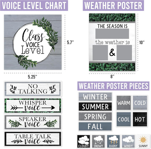 Hadley Designs Farmhouse Classroom Calendar Set - Bulletin Board Calendar for Classroom Decor, Teacher Supplies
