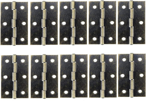 XMHF Cabinet Gate Closet Door Hinges 2.4"x1.5" Home Furniture Hardware Folding Butt Hinges Bronze Tone with Screws Pack