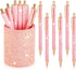BBTO Bling Sequin Pen Holder with 6 Pcs Sequin Click Pens Cute