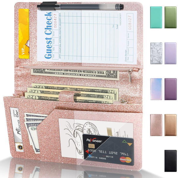 Server Book High Volume, Expandable Server Book,5"9", Waitress Waiter Book, Leather Waitress