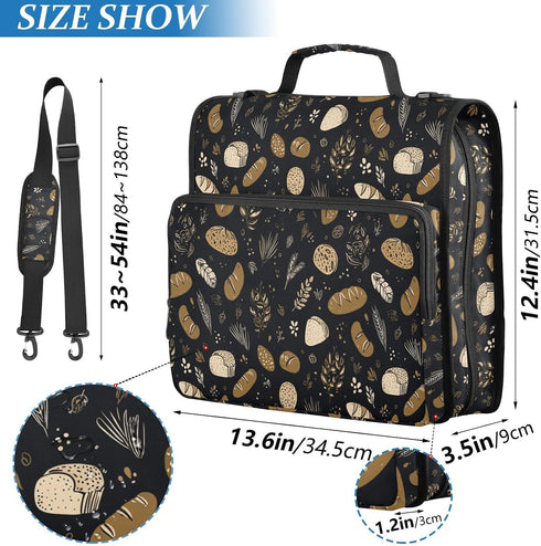 foixnub 3 2 Inch 500 Bread and Bakery Coffee Zipper Binder Ring with Shoulder Strap Binder Holds Sheets Multi-Pocket