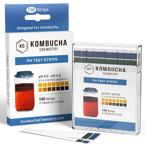 pH Test Strips for Kombucha Brewing 0-6 (0.5 Intervals) - 100pc Kit