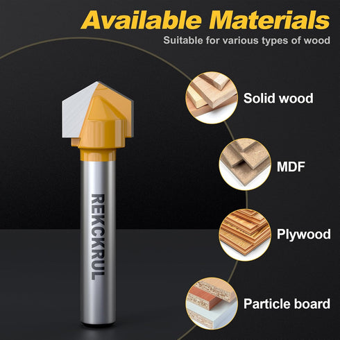 120-Degree 1/4" 1/2" V Groove Router Bit, Shank, Cutting Diameter, Carbide Tip Woodworking CNC Engraving Bit for Sign