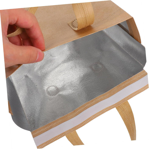 50 Pack Alipis Insulated Takeout Bags Bulk Lunch Boxes Handles Insulated Beverage Bags for Milk Tea Fast Food