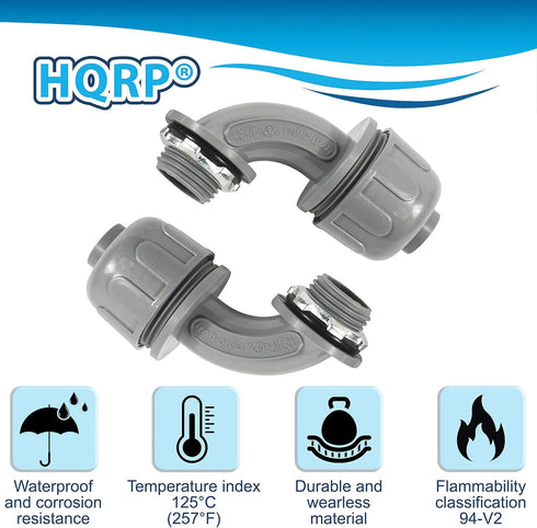 HQRP 2-Pack 3/4-Inch Nonmetallic Plastic Liquid Tight Connector, 90 Degree Electrical Conduit Connector Fitting