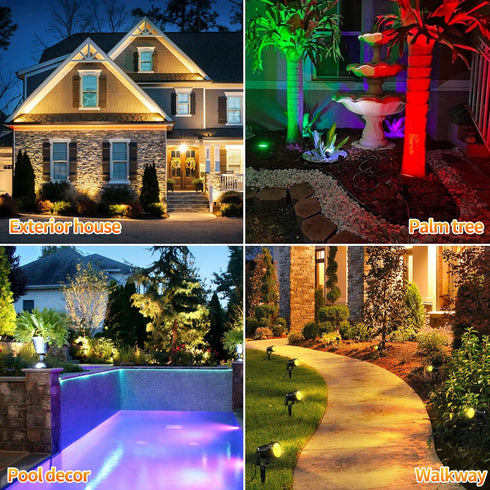 2-in-1 Pool(2 Pack) OurLeeme Lawn Flood Light Stake, Waterproof Outdoor Remote controlle Landscape Lighting Spotlight