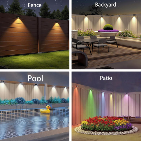 Lights,10 IP65,30 Decor(2P) Solar Fence RGB Color Changing Modes,Solar Lights Powered Waterproof Hours Runtime,Easy