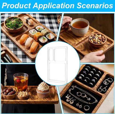 HekouJiub 3 Pocket Valet Tray Router Templates Rectangle Clear Acrylic Templates for Woodworking Transparent Router