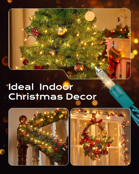200-Count 50ft Bulb Brightown Clear Christmas String Lights, Incandescent Mini Lights for Indoor Holiday Decor