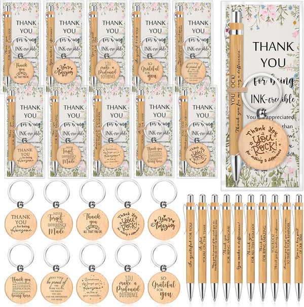 Dispowreath 30 Sets Thank You Gifts Inspirational Bamboo Pens Employee Appreciation Gifts with