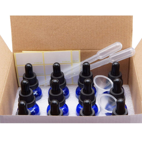 YIZHAO Black Glass Dropper Bottle 2oz, Tincture Bottles with Glass Dropper for Essential Oils, 12 Pcs