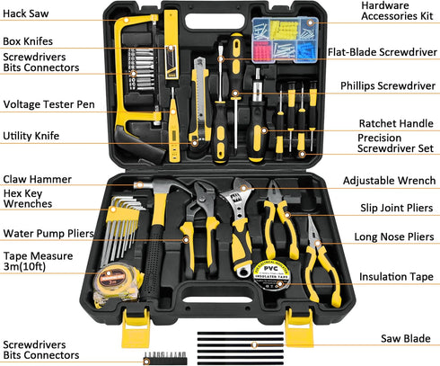 Set,148-Piece Sets SOLUDE Tool Home Repair Tool Kit for Men Women College Students,Household Basic Hand Tool with Case