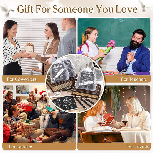 Spakon 192 Pcs/48 Set Christian Gifts Bulk, Bible Verse Bamboo Pens, Prayer Notebooks, Inspirational Religious Gifts