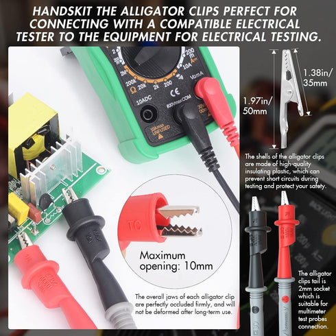 Electrical Multimeter Test Leads Set with Alligator Clips, Test Hook, Probes, Professional Kit 1000V 10A