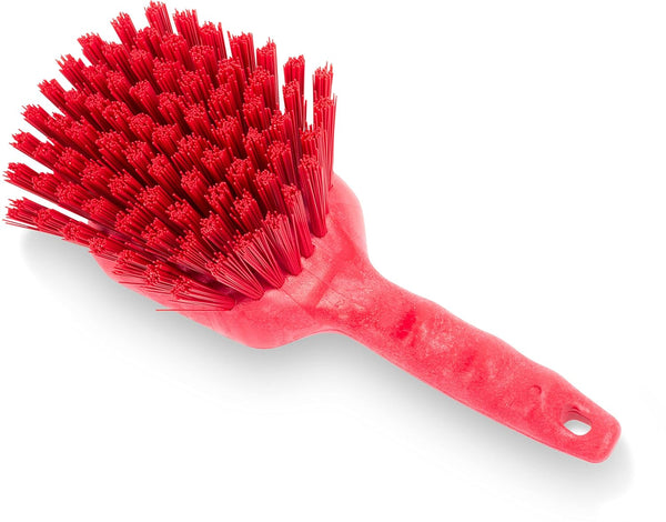 SPARTA 40541EC05 Plastic Scrub Brush - Utility Kitchen Brush with Hanging Hole for Cleaning, 8 Inches, Red