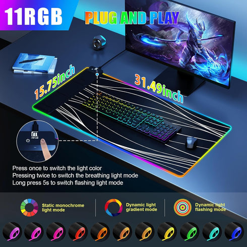 Miroddi Mouse Pad with Phone Holder, Wireless Charging Desk Mat, RGB Gaming Mousepad Home Office Large Desk Pad